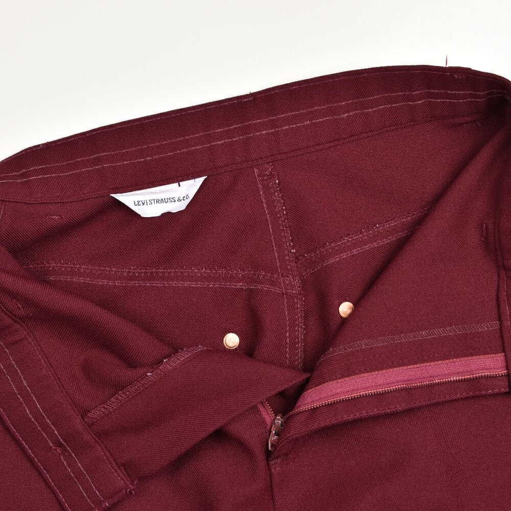 Vintage Levi's 70's Polyester Pocket Burgundy Pants - 26 - Picture 6 of 8